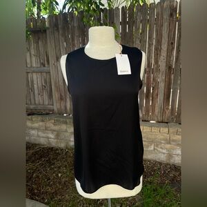NWT Quince Classic Black sleeveless Top Silk elegant casual capsule wardrobe M